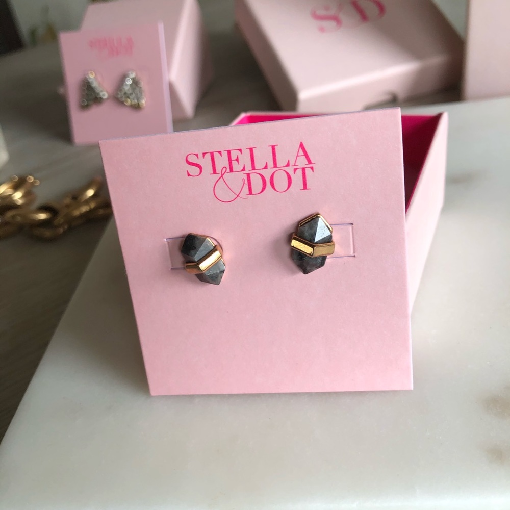 Stella & Dot Rebel Studs (Black and Rose Gold)
